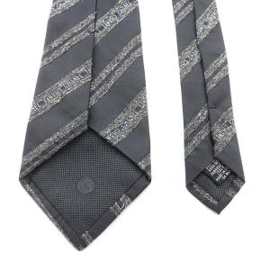 CHANEL ココマーク ワイドタイ ネクタイ チェーン ストライプ ロゴ シルク 絹 グレー