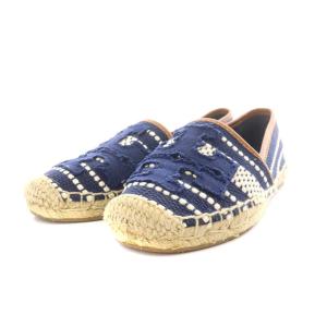 スリッポン エスパドリーユ ロゴ 6.5M 23.5cm 青 ブルー
