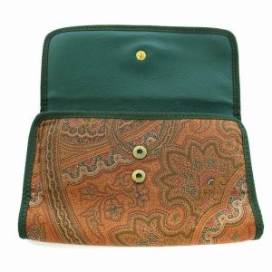 ETRO ポーチ ケース ペイズリー柄 茶 ブラウン 緑 グリーン