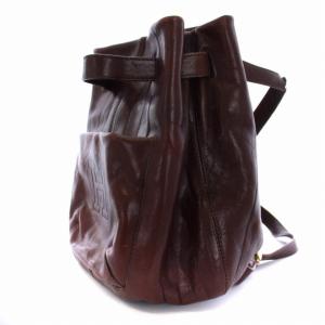 HIROFU リュックサック デイバッグ ロゴ レザー 茶 ブラウン