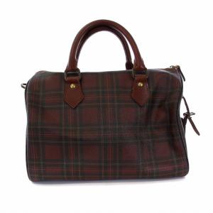 POLO RALPH LAUREN ボストンバッグ ハンドバッグ チェック 茶 ブラウン