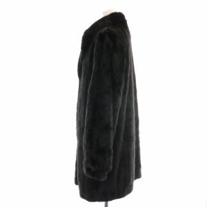 SAGA MINK 銀サガ ファーコート ミドル ミンクファー スタンドカラー 11 L 黒 ブラック