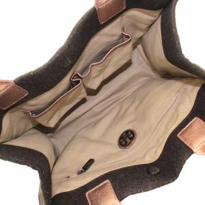 TORY BURCH ELLA トートバッグ ハンドバッグ フェルト レザー ロゴ 茶 ブラウン