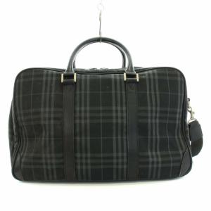 BURBERRY GOLF ボストンバッグ ショルダーバッグ 2way チェック柄 ナイロン ロゴ刺繍 黒 ブラック グレー