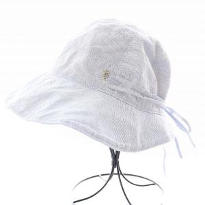 HELEN KAMINSKI ハット つば広 帽子 リボン ストライプ コットン 水色 ライトブルー