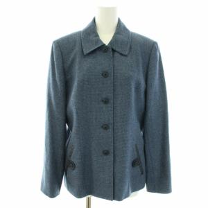Leilian オリジナル ORIGINAL スーツ セットアップ 上下 ウールジャケット スカート ひざ丈 タイト 11 L 青 ブルー