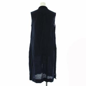 MARGARET HOWELL シャツワンピース リネン ノースリーブ ひざ丈 1 S 紺 ネイビー