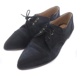 PELLICO サニー SUNNY オックスフォードシューズ レースアップ ポインテッドトゥ ハラコ 36 23-23.5cm 黒 ブラック