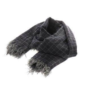 ストール マフラー フリンジ チェック柄 黒 ブラック
