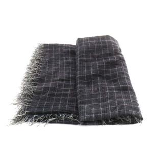 Faliero Sarti ストール マフラー フリンジ チェック柄 黒 ブラック