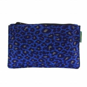 フラットポーチM ヒョウ柄 レオパード パンサーブルー 青 902F