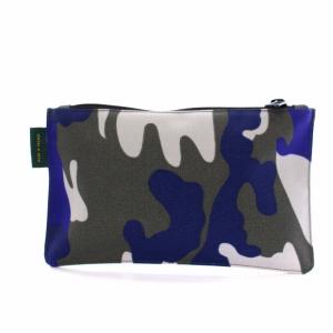 Hervé Chapelier フラットポーチM 迷彩 カモフラージュ グリブルー 902F