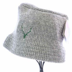 South2 West8 ニットバケットハット つば広 帽子 ロゴ 刺繍 ウール グレー