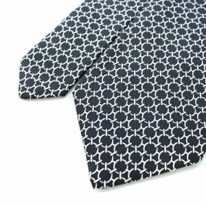 HERMES ネクタイ 鎖柄 総柄 シルク レギュラータイ 黒 ブラック