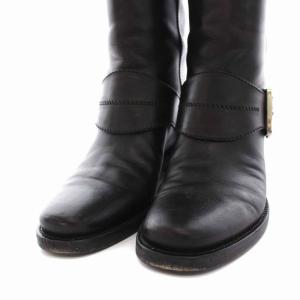 Sergio Rossi ロングブーツ ベルト レザー 36.5 23cm 黒 ブラック