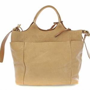 genten ハンドバッグ トートバッグ ショルダーバッグ 2WAY レザー ベージュ