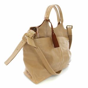 genten ハンドバッグ トートバッグ ショルダーバッグ 2WAY レザー ベージュ