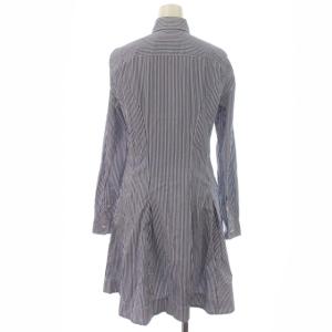 POLO RALPH LAUREN ワンピース シャツワンピ フレア ミニ ストライプ 長袖 2 S-M 青 ブルー