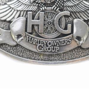 HARLEY DAVIDSON ハーレーオーナーズグループ Harley Owners Group ベルトバックル イーグル ロゴ シルバー GY09