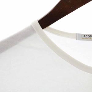 LACOSTE ベーシックVネックTシャツ (半袖) カットソー ワニロゴワッペン 4 M 白 ホワイト TH632E