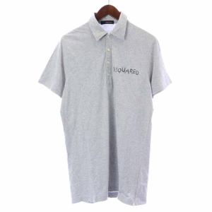 ポロシャツ コットン プリント 半袖 L グレー