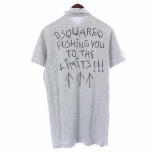 DSQUARED2 ポロシャツ コットン プリント 半袖 L グレー