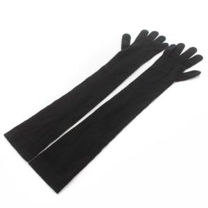 GIORGIO ARMANI 手袋 グローブ 五本指 アームカバー アームウォーマー リボン柄 ニット S 黒 ブラック