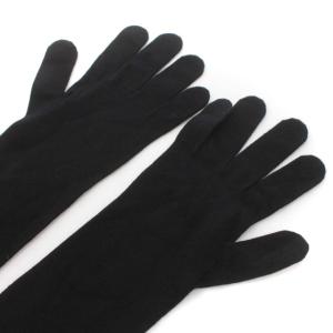 GIORGIO ARMANI 手袋 グローブ 五本指 アームカバー アームウォーマー リボン柄 ニット S 黒 ブラック