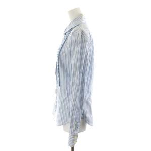 ETRO ブラウス シャツ 長袖 ストライプ コットン 42 M 青 ブルー 白 ホワイト