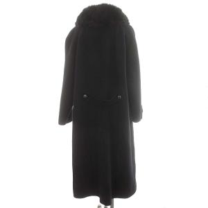 Leilian ロングコート ウール 大きいサイズ フォックスファー 13号 XL相当 黒 ブラック
