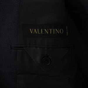 VALENTINO テーラードジャケット 総裏地 シングル 3B ウール リネン シルク イタリア製 54 4L 紺 ネイビー