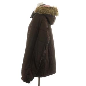 Columbia 中綿ジャケット キルティング フード ファー アウター L 茶 ブラウン 205 PL5107