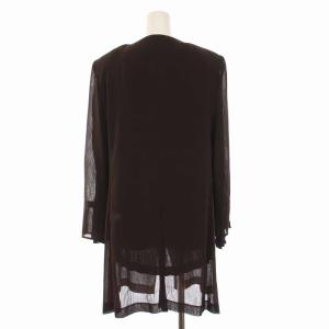 Leilian セットアップ 上下 3点セット シアー カーディガン プリーツ 長袖 カットソー ロング スカート 9 M 茶 ブラウン