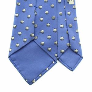 HERMES 世界自然保護基金 WWF コラボ ネクタイ レギュラータイ 総柄 パンダ柄 絹 シルク 青 ブルー 白 ホワイト