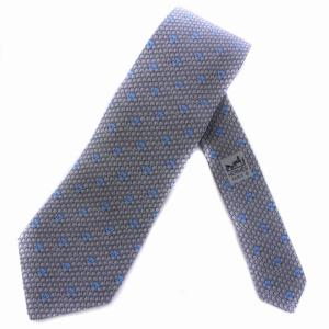 ネクタイ コアラ柄 シルク フランス製 グレー 水色 7920 MA