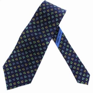 ネクタイ 総柄 シルク イタリア製 紺 ネイビー