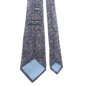 CELINE ネクタイ レギュラータイ ペイズリー柄 絹 シルク 紺 ネイビー 茶色 ブラウン アイボリー GY08 OH