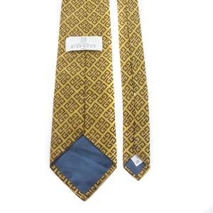 GIVENCHY ネクタイ レギュラータイ 4Gロゴ 総柄 絹 シルク 黄色 イエロー 茶色 ブラウン GY08
