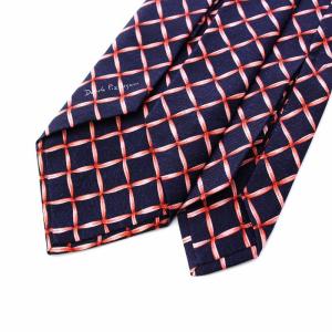 BVLGARI ネクタイ リボン柄 総柄 絹 シルク100％ 紺 ダークネイビー