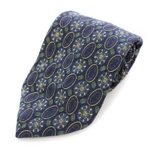 ネクタイ レギュラータイ シルク 総柄 紺 ネイビー