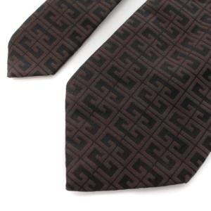 GIVENCHY ネクタイ レギュラータイ ロゴ シルク イタリア製 ビジネス スーツ 茶 ブラウン 黒 ブラック