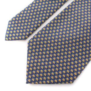 HERMES ネクタイ レギュラータイ かたつむり カタツムリ シルク フランス製 ビジネス スーツ 紺 ネイビー