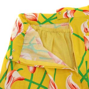 GIVENCHY タックフレアスカート ひざ丈 花柄 インナーパンツ M 黄色 イエロー 赤 レッド 緑 グリーン GY08