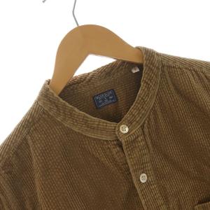 BLUE BLUE JAPAN サッカーコーデュロイスタンドカラーシャツ 長袖 カジュアル 3 L 茶色 ブラウン ST2344 GY09