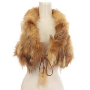 毛皮 ベスト ボレロ フォックスファー 36 S ベージュ 茶