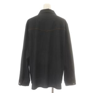 Leilian ダンガリーシャツ ステッチ 長袖 大きいサイズ 15+ 3L 黒 ブラック