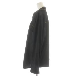 Leilian ダンガリーシャツ ステッチ 長袖 大きいサイズ 15+ 3L 黒 ブラック