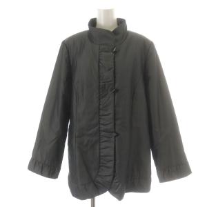 中綿ジャケット スタンドカラー シングル フリル 大きいサイズ 13+ 2L グレー