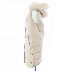 BRUNELLO CUCINELLI ベスト ジャケット ジップアップ ロング フード フォックスファー 36 ベージュ