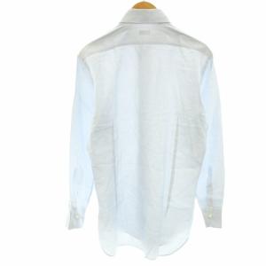 BARNEYS NEW YORK カジュアルシャツ 総柄 長袖 コットン 39 M 白 ホワイト 水色 ライトブルー